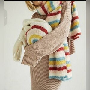 🌈 Free People Rainbow Carry On Fuzzy Scarf & Tote Bag Set – Excellent Condition